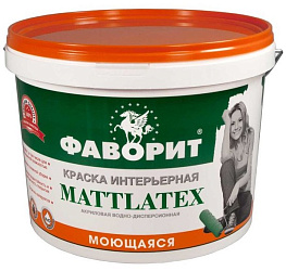 Краска интерьерная ФАВОРИТ ВДАК-20ИС Mattlatex влагостойкая супербелая, 15 кг